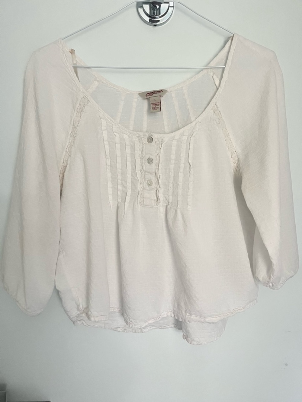 Arizona Jean Co. Pintuck Lace Blouse White